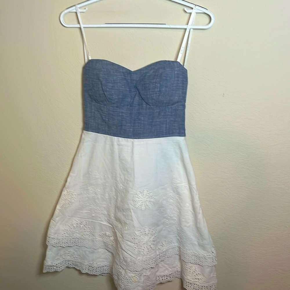 B Darlin Strapless Denim and Lace Mini Dress
